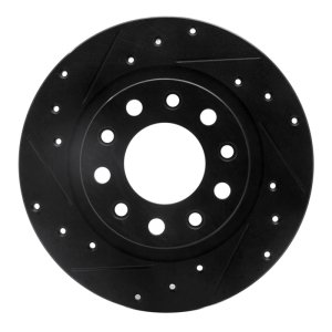 Dodge Dart Brake Rotor (1) - Rear Left - R1 Concepts - Drilled & Slotted - Black - `13-`16